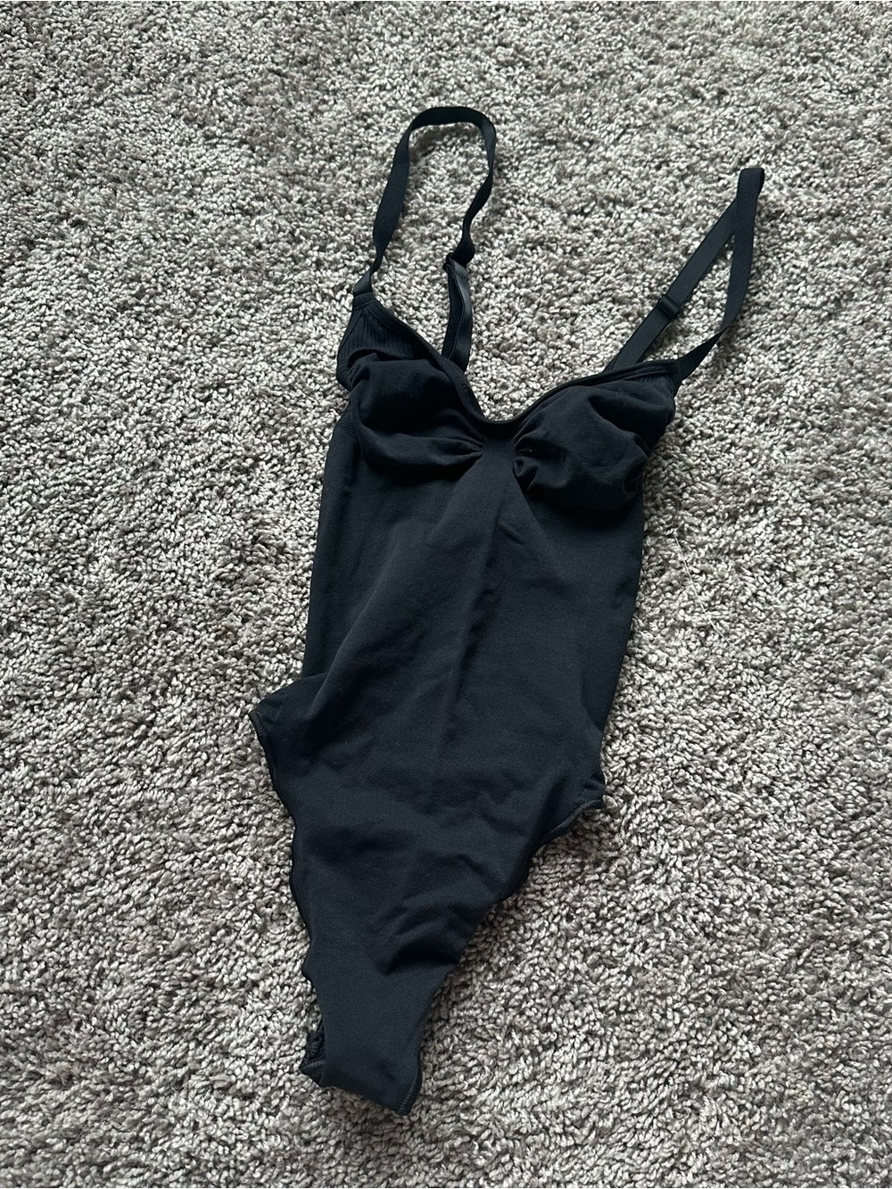SKIMS Black Ribbed Scoop Neck Bodysuit
